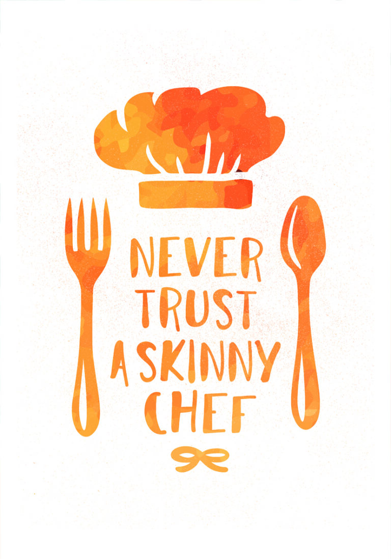 Diseño creativo con cita divertida de chef.