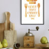 Diseño creativo con cita divertida de chef.