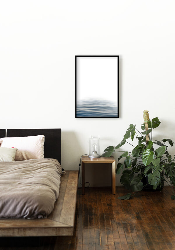 Arte sereno del horizonte azul del océano.