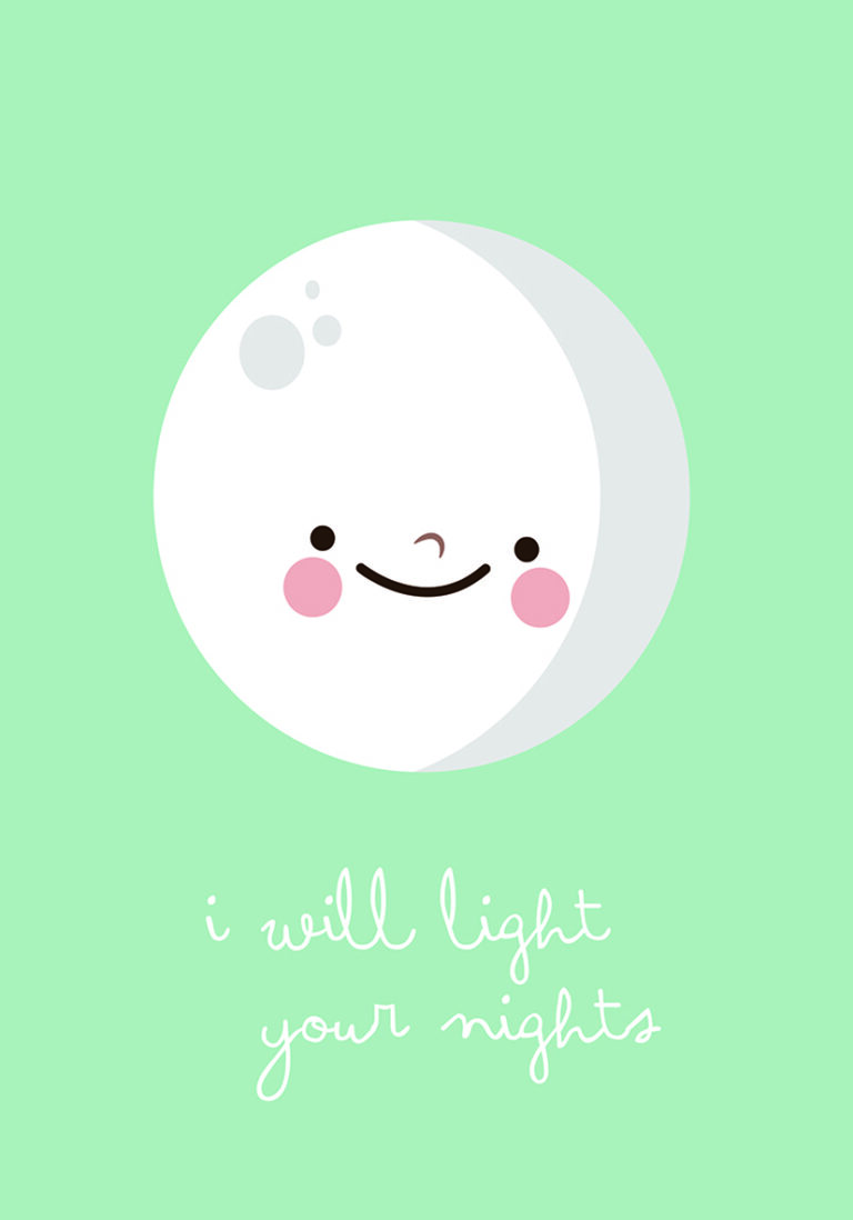 Luna Feliz con Frase Positiva: Lámina Decorativa Inspiradora