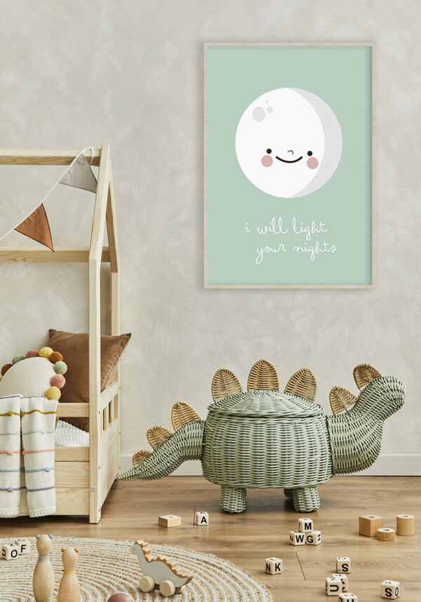 Luna Feliz con Frase Positiva: Lámina Decorativa Inspiradora