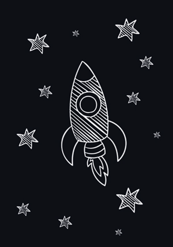 Cohete Espacial: Ilustración para Aficionados a la Ciencia Ficción