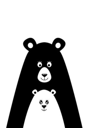 Oso Minimalista: Diseño en Blanco y Negro para Amantes del Arte Moderno