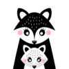 Mapache Tierno: Arte Folk para Decoración Infantil