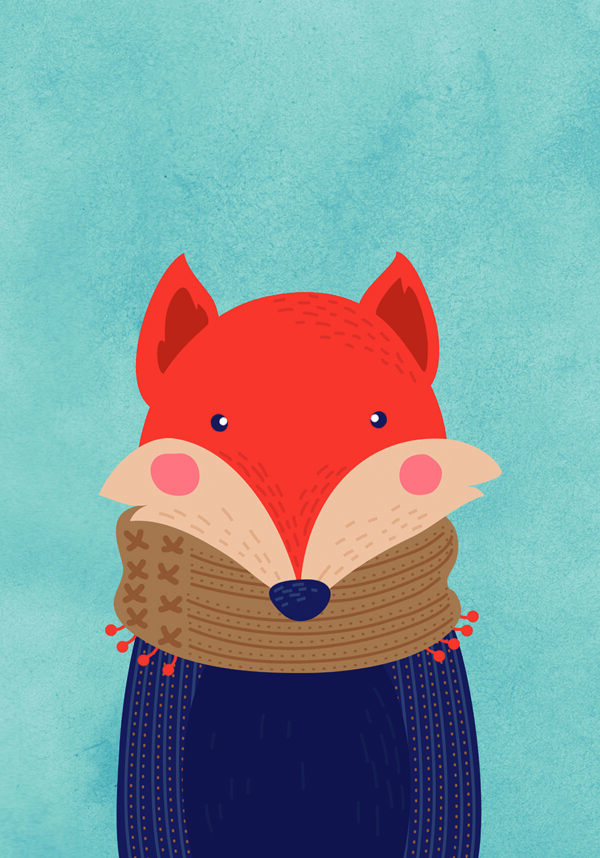 Zorro Tierno: Ilustración Infantil para Decoración