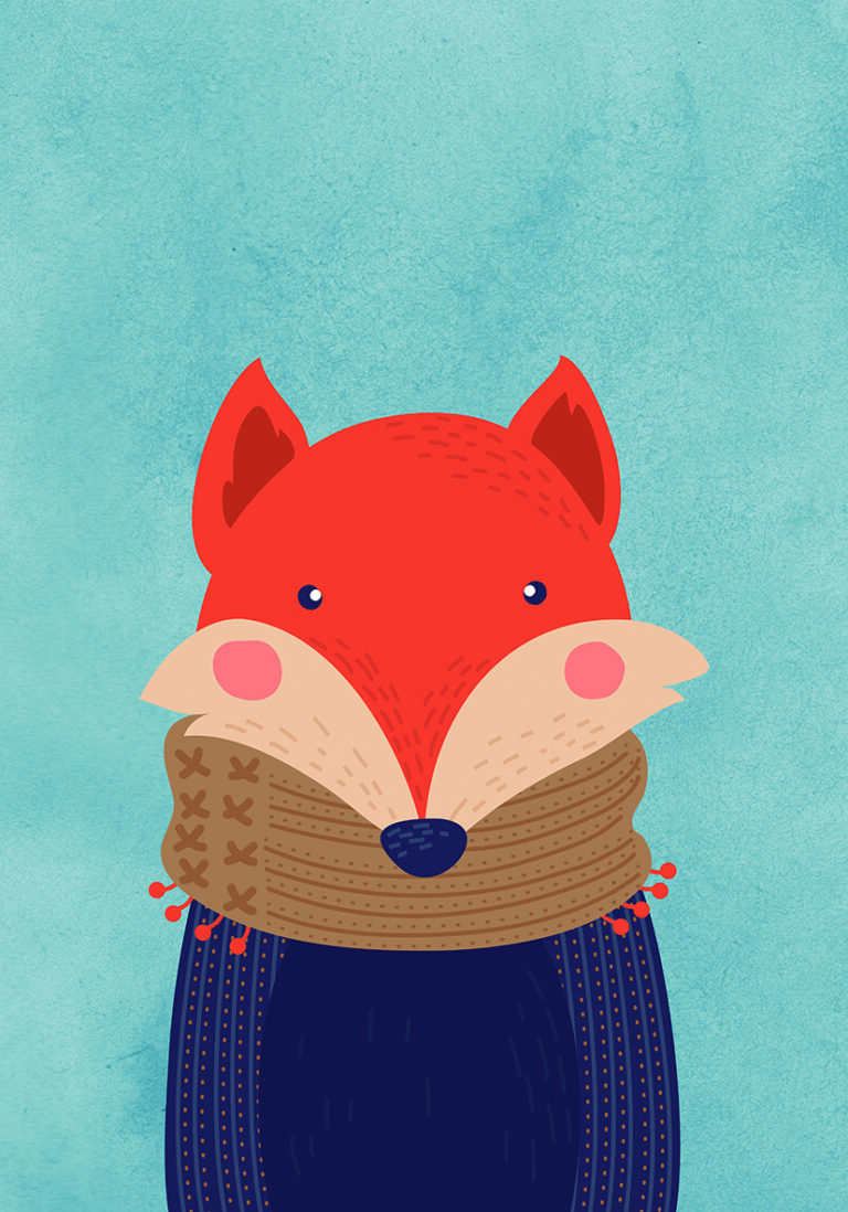 Zorro Tierno: Ilustración Infantil para Decoración