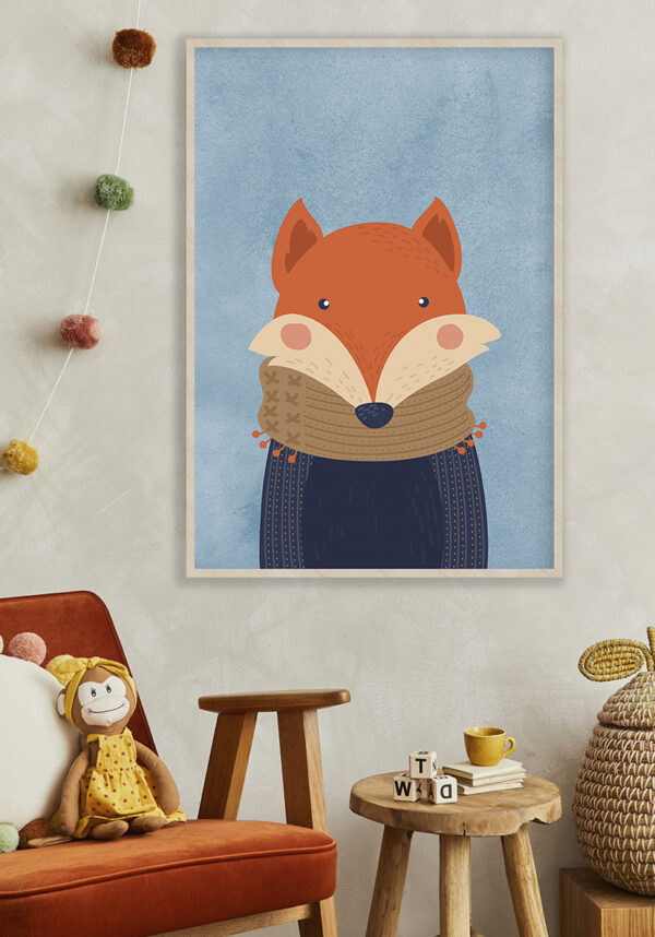 Zorro Tierno: Ilustración Infantil para Decoración