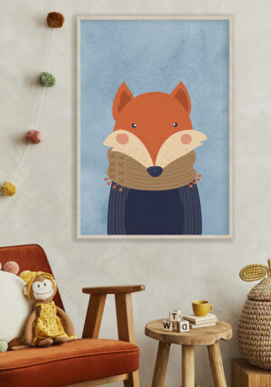 Zorro Tierno: Ilustración Infantil para Decoración