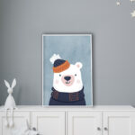 Oso Polar Abrigado: Ilustración Invernal para Decoración