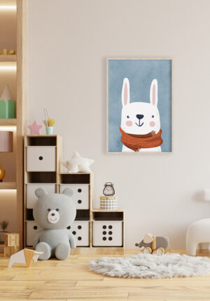 Conejito Tierno: Ilustración Pastel para Habitaciones Infantiles