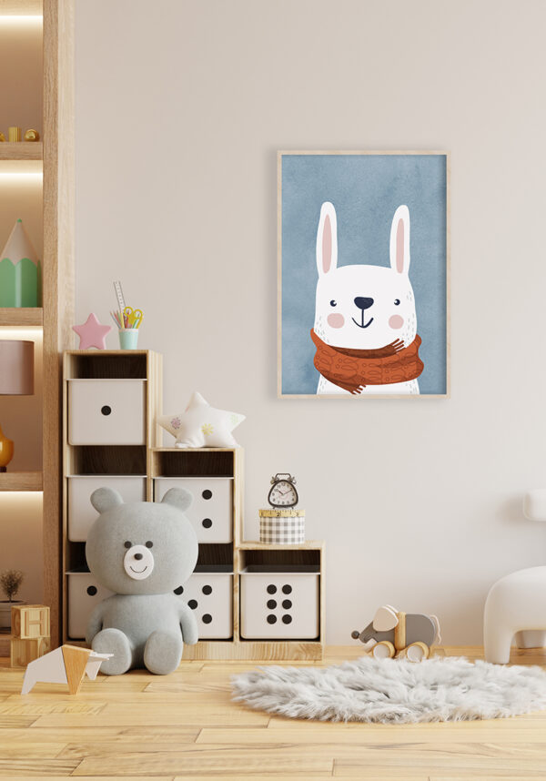 Conejito Tierno: Ilustración Pastel para Habitaciones Infantiles