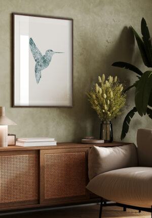 Colibrí Geométrico: Arte Digital para Amantes de la Naturaleza