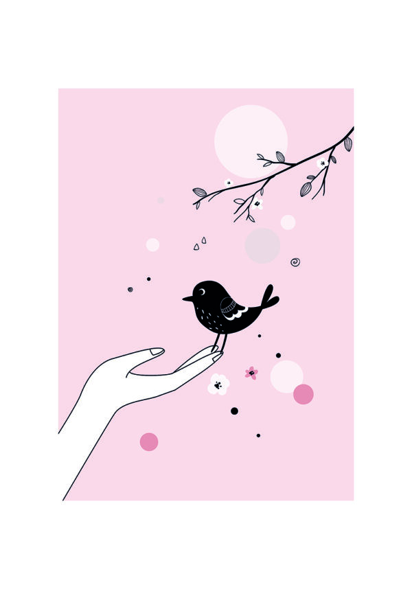 Pájaro Minimalista: Diseño Suave y Sereno