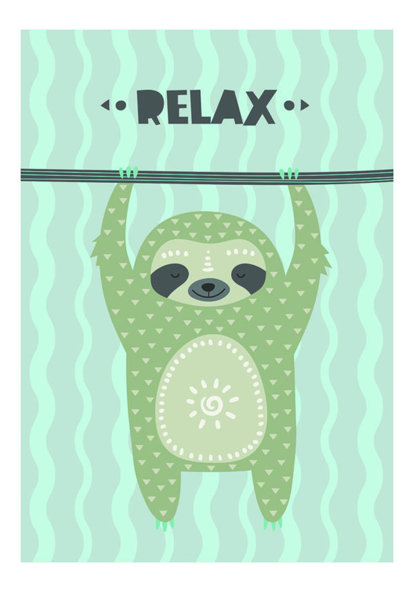 Perezoso Relajado: Ilustración Divertida para Decoración