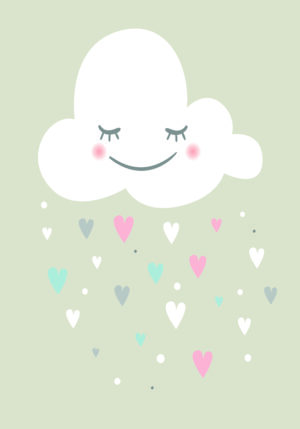 Nube con Lluvia de Corazones: Diseño Romántico y Soñador