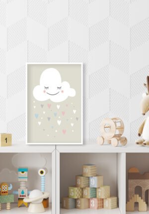 Nube con Lluvia de Corazones: Diseño Romántico y Soñador