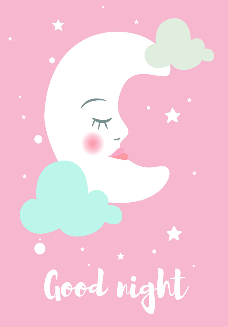Luna Dormida: Ilustración Nocturna para Decoración