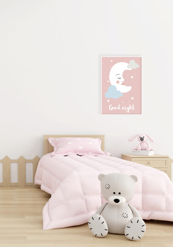 Luna Dormida: Ilustración Nocturna para Decoración