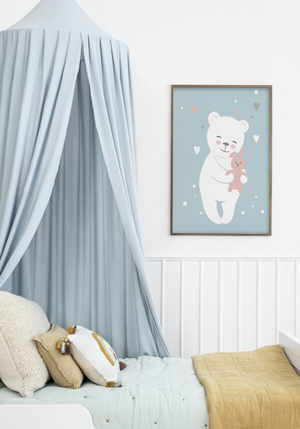 Oso Abrazando un Conejo: Ilustración Tierna para Niños