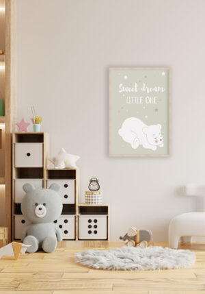 Ilustración de un oso dormido rodeado de estrellas