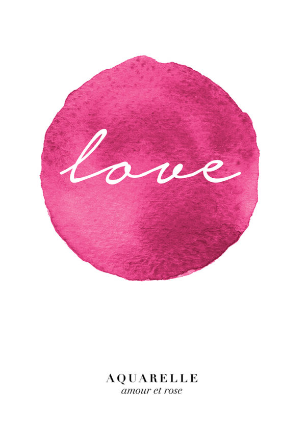 Arte romántico en acuarela con la palabra Love