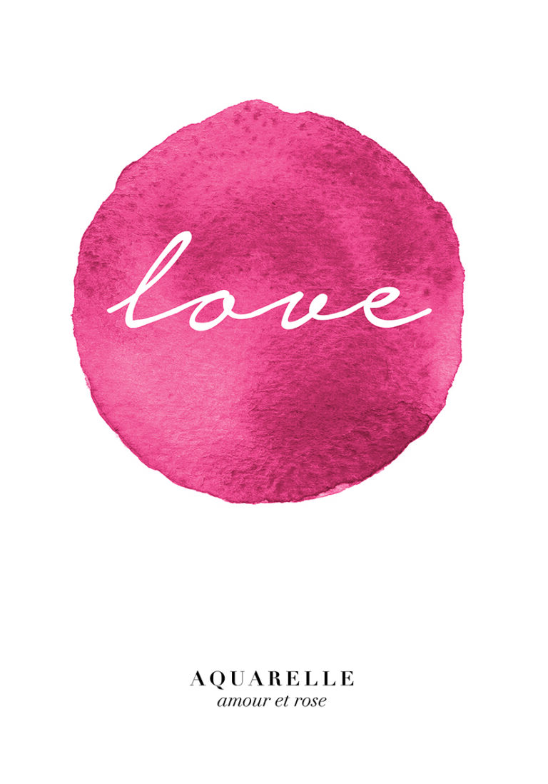 Arte romántico en acuarela con la palabra Love