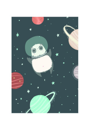 Panda adorable flotando en el espacio