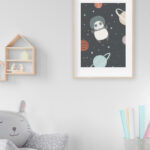 Panda adorable flotando en el espacio