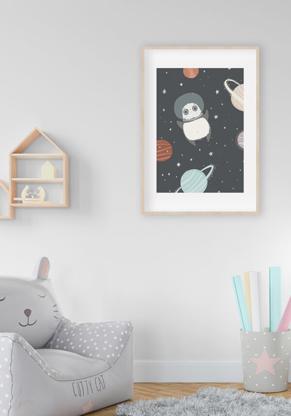 Panda adorable flotando en el espacio
