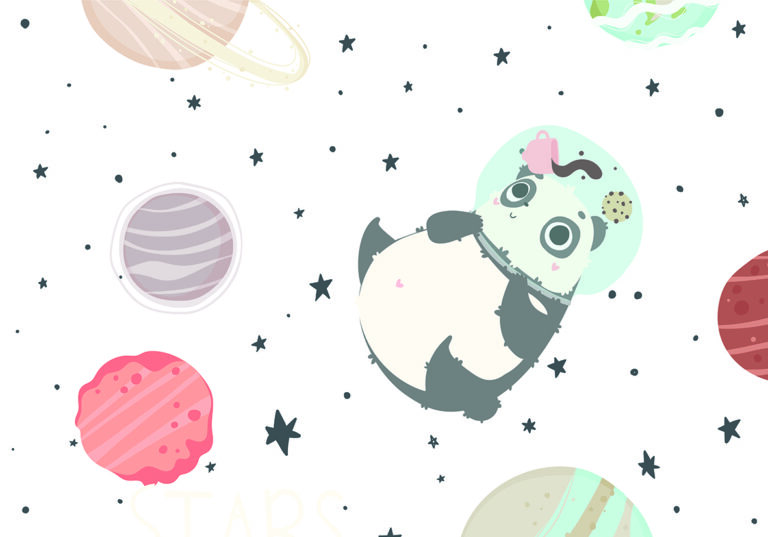 Panda astronauta flotando en el espacio