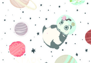 Panda astronauta flotando en el espacio