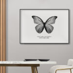 Mariposa artística en blanco y negro