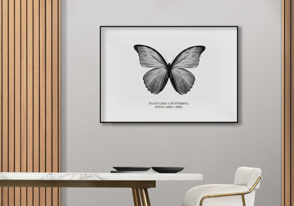Mariposa artística en blanco y negro