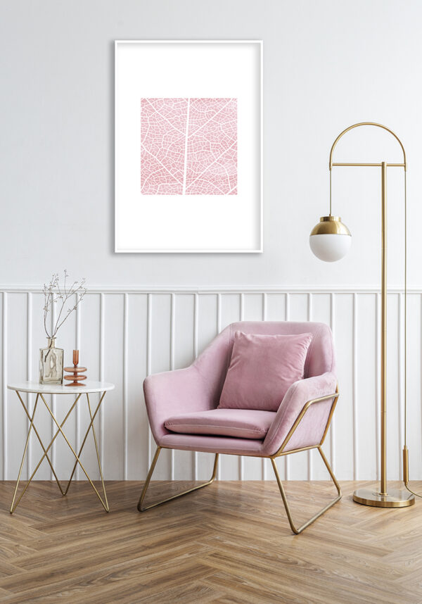 Patrón de hojas en mosaico rosa abstracto