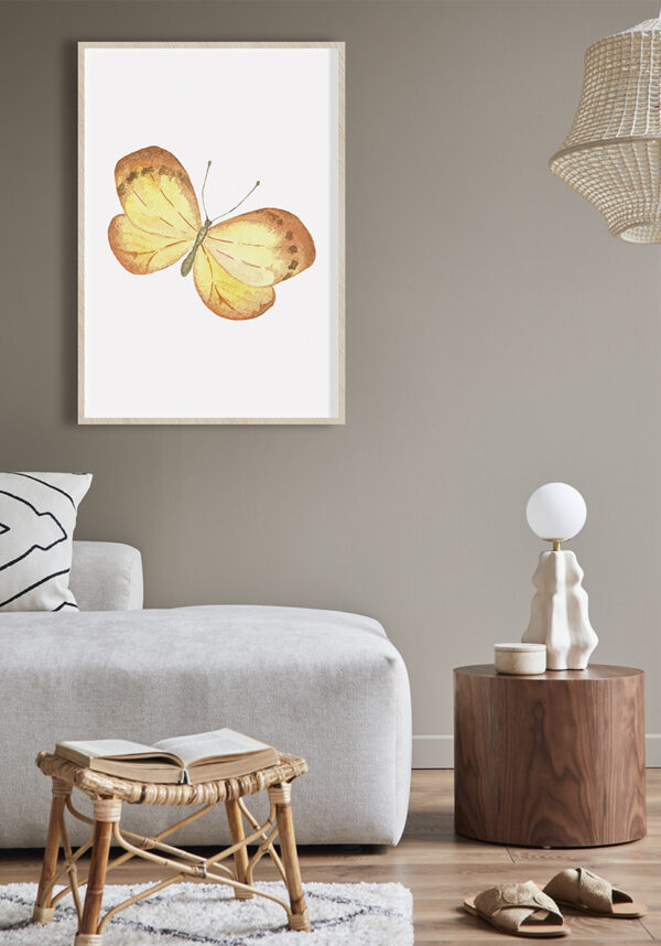 Ilustración de mariposa naranja en acuarela