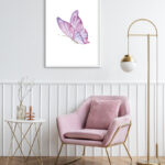 Ilustración de mariposa rosa en acuarela