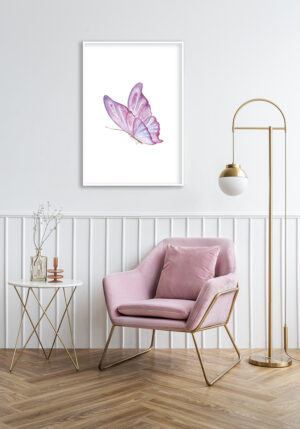 Ilustración de mariposa rosa en acuarela