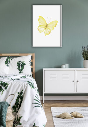 Arte de mariposa amarilla en acuarela