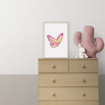 Arte de mariposa rosa en acuarela
