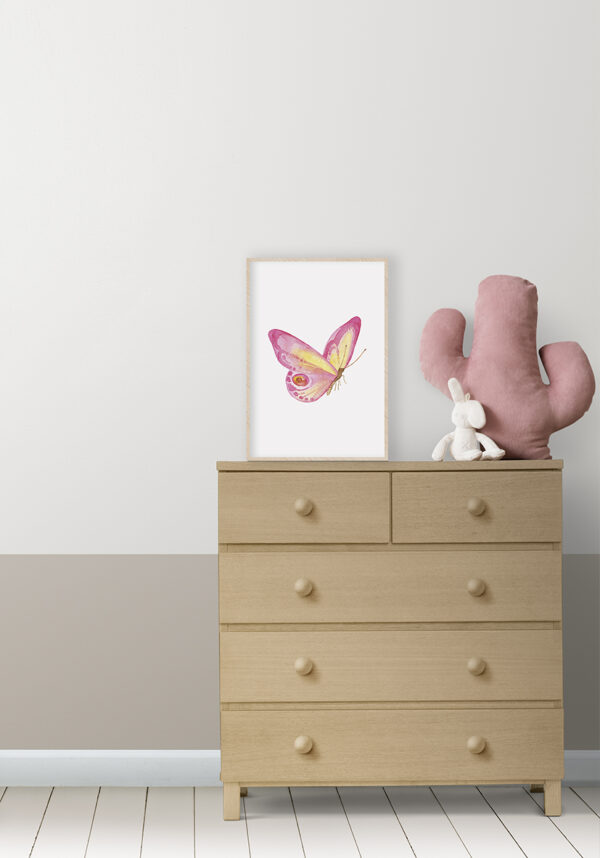 Arte de mariposa rosa en acuarela