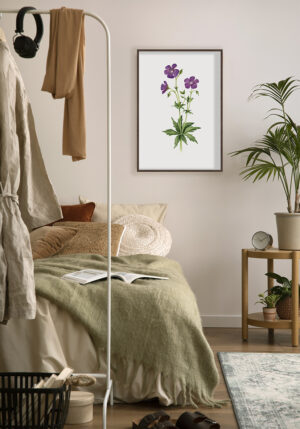 Ilustración en acuarela de flores moradas vibrantes
