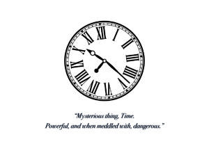 Ilustración minimalista de reloj con números romanos