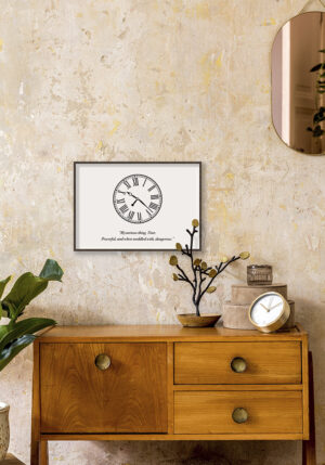 Ilustración minimalista de reloj con números romanos