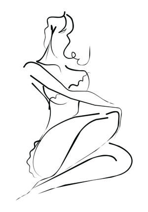 Silueta femenina en arte lineal minimalista