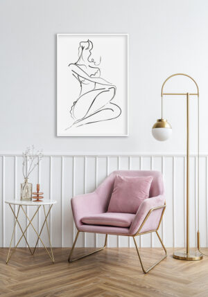 Silueta femenina en arte lineal minimalista