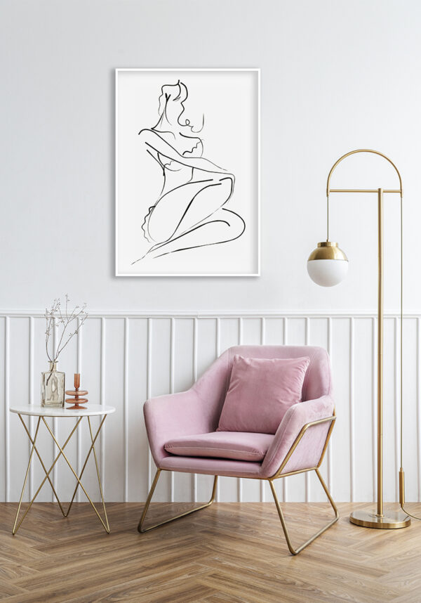 Silueta femenina en arte lineal minimalista
