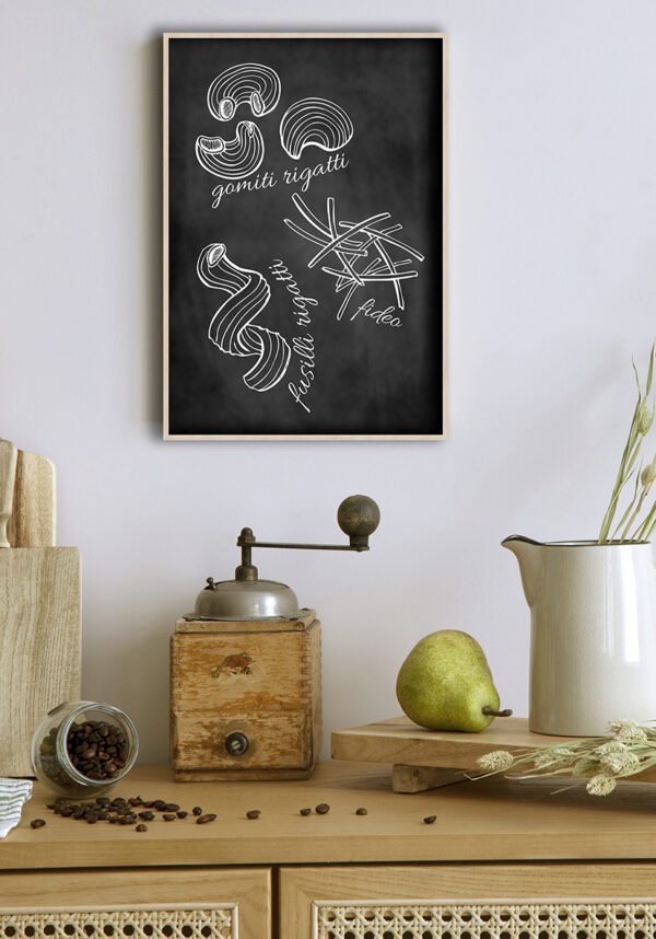 Ilustraciones de pasta en estilo pizarra