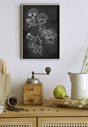 Ilustraciones de pasta en estilo pizarra