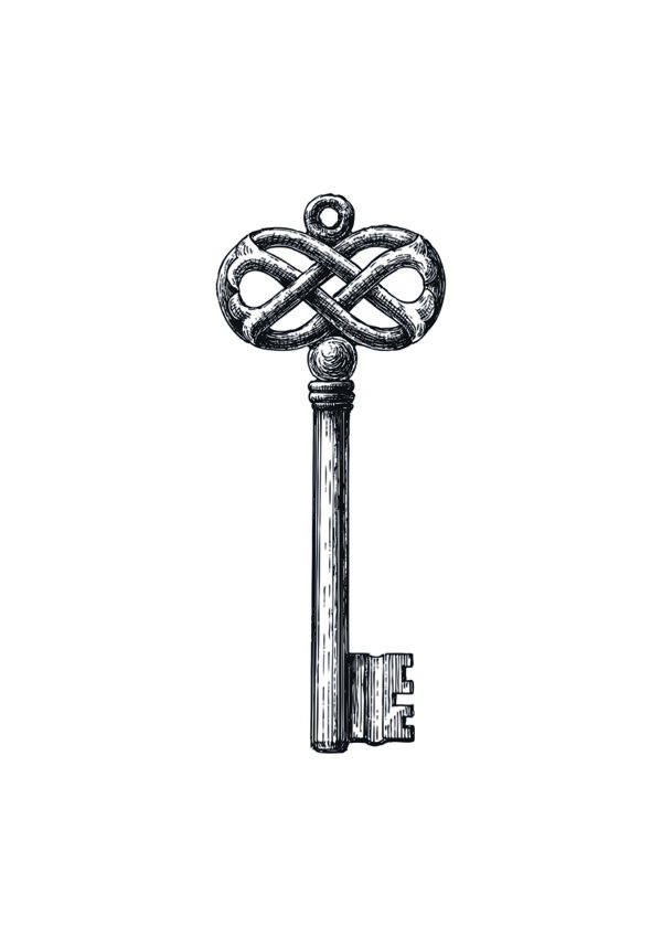 Ilustración de llave vintage ornamentada