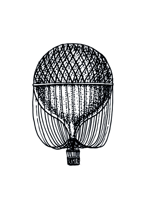 Ilustración vintage de globo aerostático